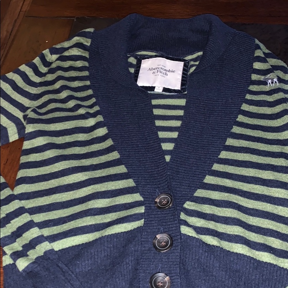 Abercrombie & Fitch green blue cardigan medium